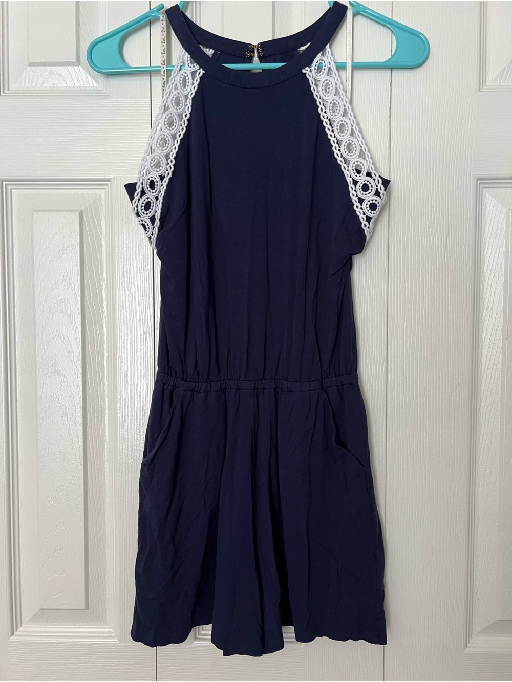 Lilly Pulitzer Lala Shorts Romper Navy White Size XXS - EUC